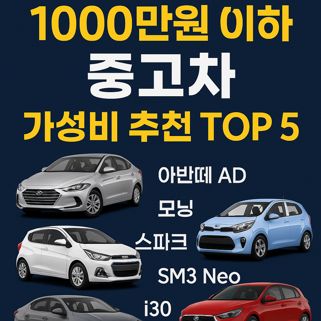 1000만원 이하 중고차 추천 TOP 5 (가성비 좋은 첫차·출퇴근용 차량) 관련 사진