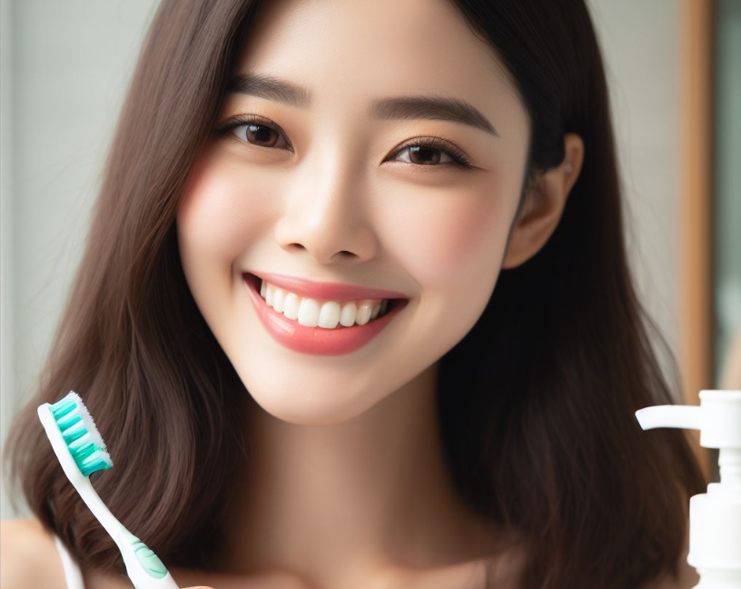 사랑니 발치 후 소독_치아가 보이는 미소짓는 얼굴 이미지