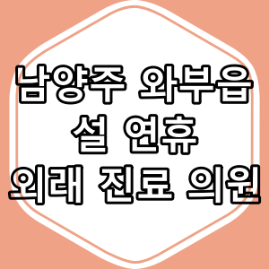 남양주시 와부읍 2025년 설 연휴 문 여는 병원/약국 현황 한눈에 보기