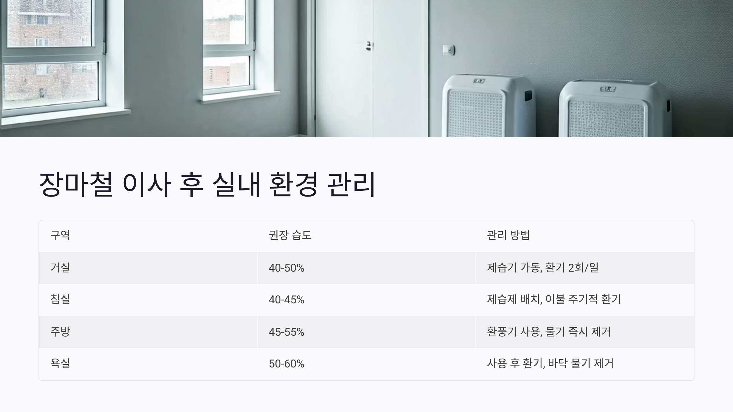 장마철 이사 후 실내 환경 관리