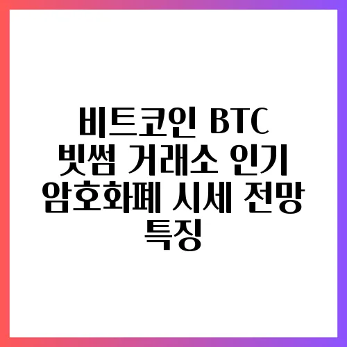 비트코인 BTC 빗썸 거래소 인기 암호화폐 시세 전망 특징