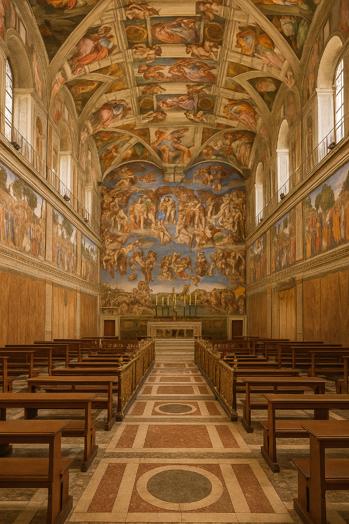 시스티나 성당 실내 전경 사진