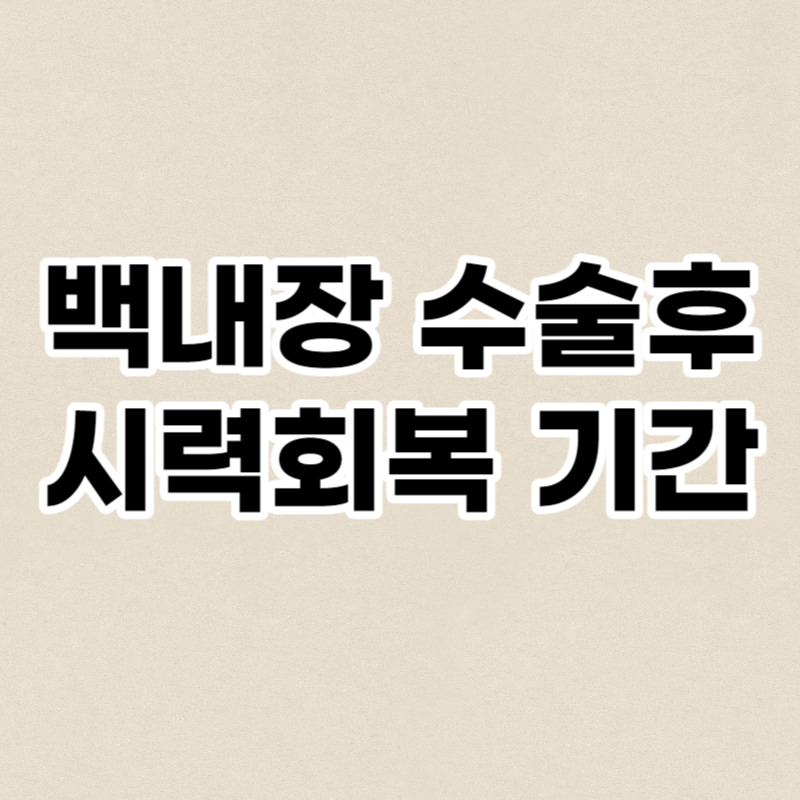 백내장 수술후 시력회복 기간