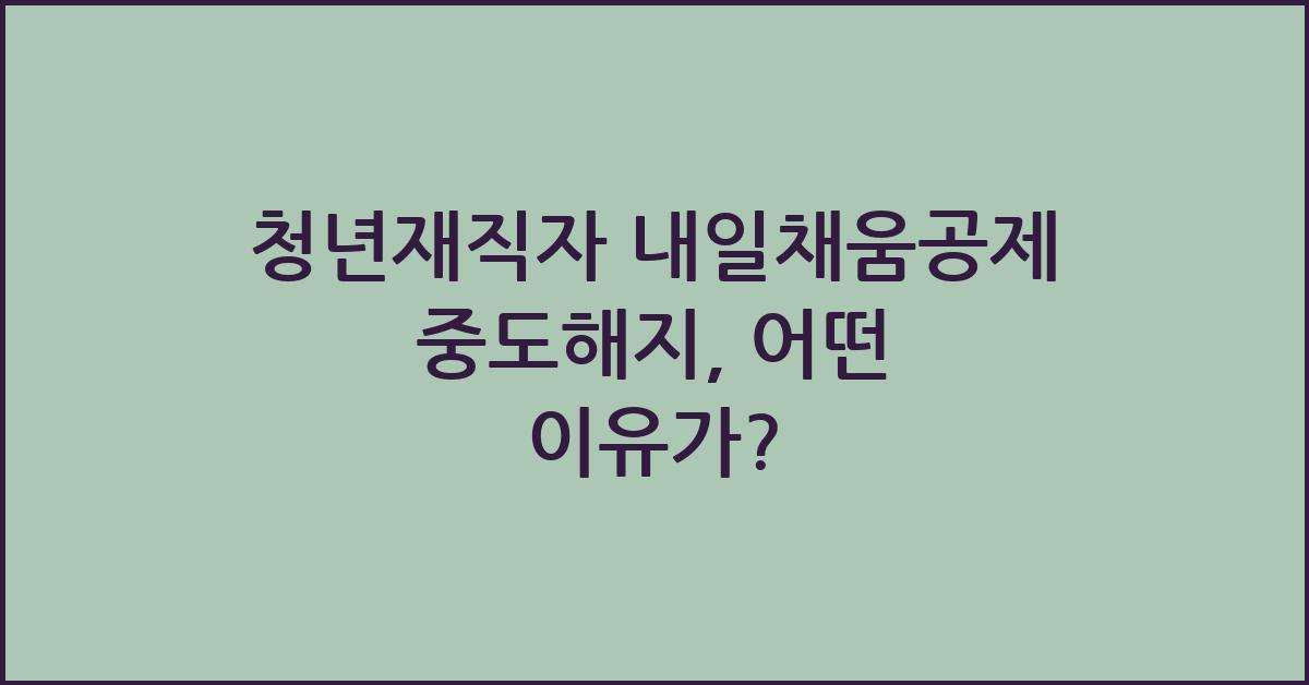 청년재직자 내일채움공제 중도해지