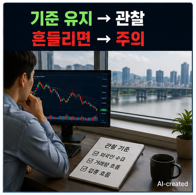 현대모비스 주가 하락 이유 이후 실제 관찰 기준과 현재 위치 판단 흐름을 보여주는 이미지