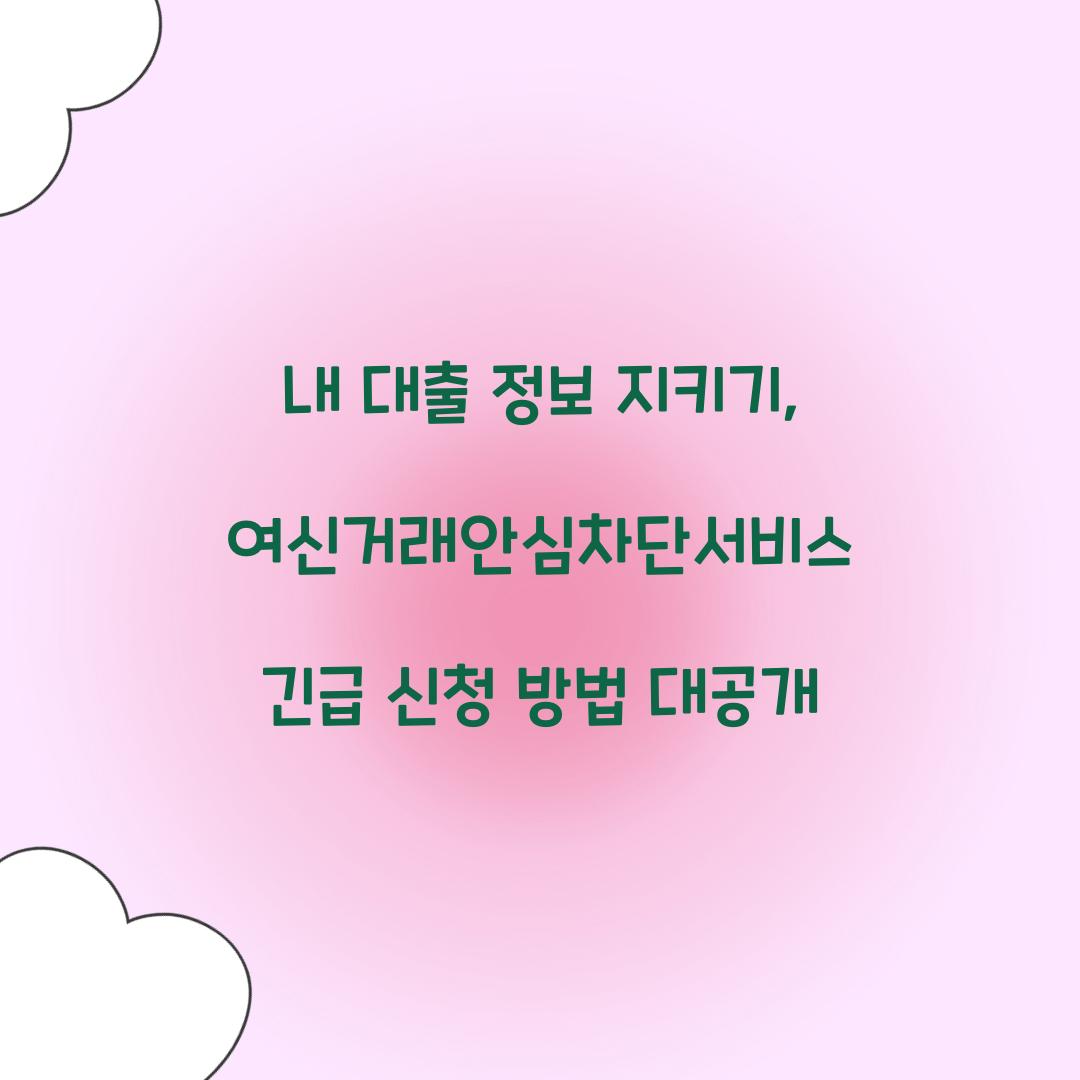 내 대출 정보 지키기: 여신거래안심차단서비스 긴급 신청 가이드
