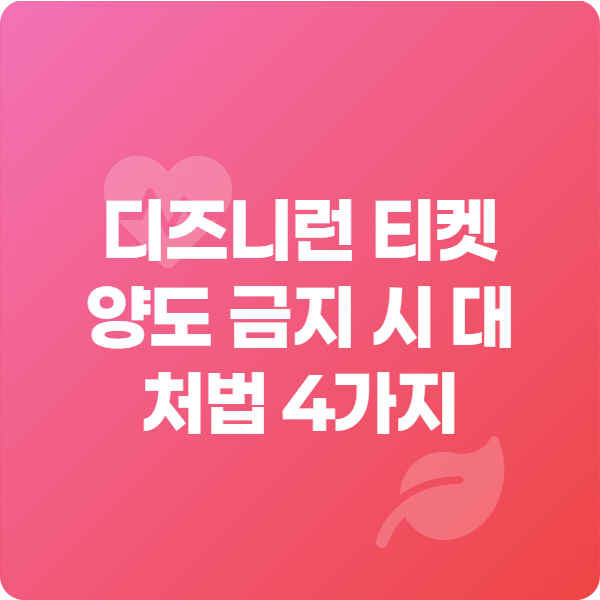 디즈니런 티켓 양도 금지 시 대처법 4가지