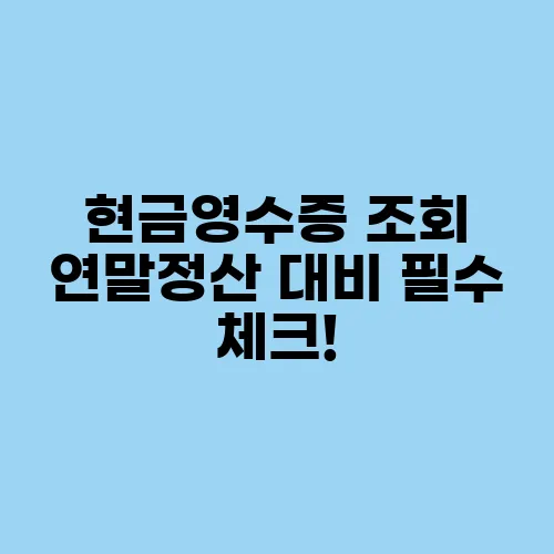 현금영수증 조회 연말정산 대비 필수 체크!