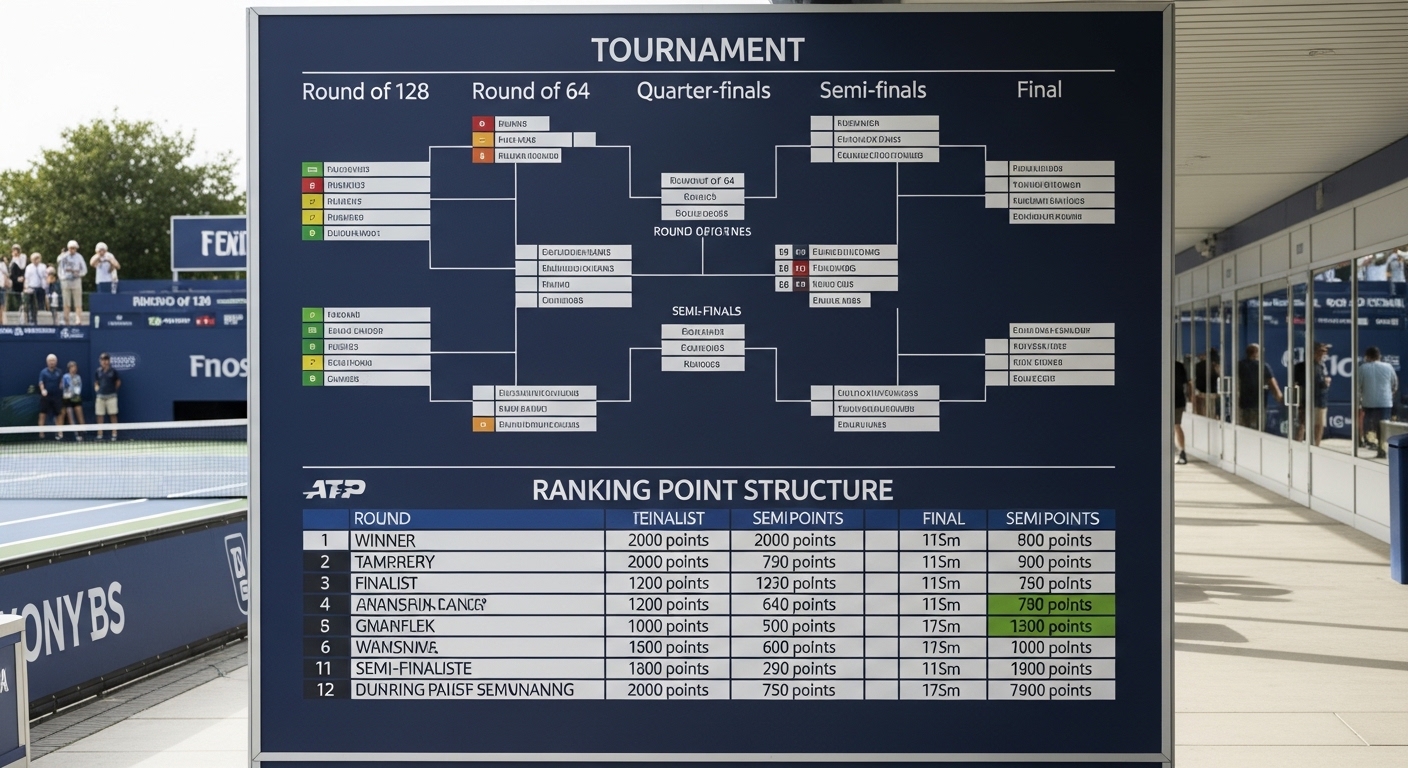 대진표와 랭킹 포인트 구조가 그려진 안내판