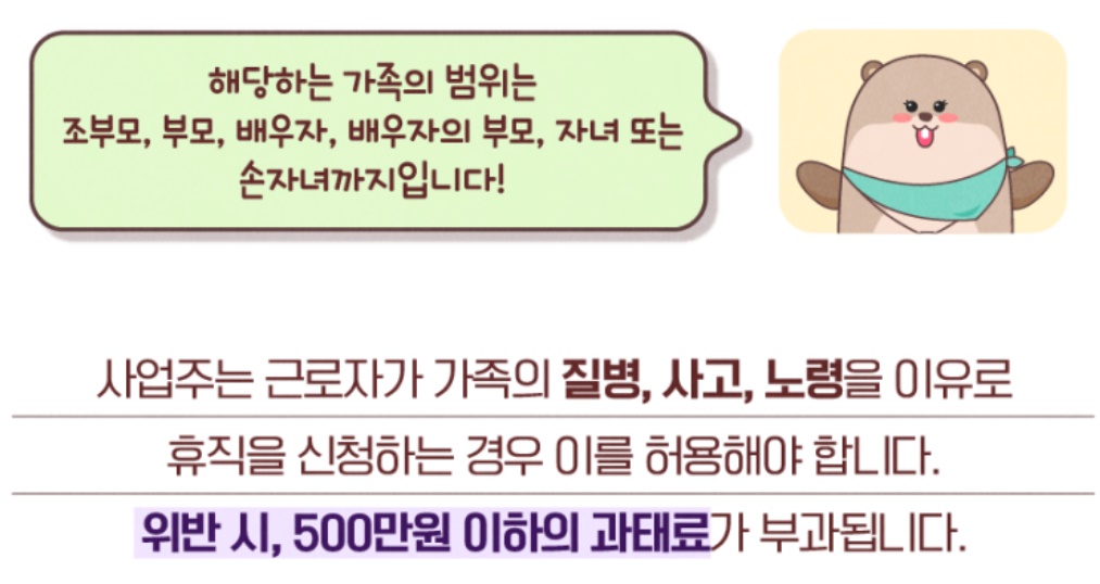 가족돌봄휴가 대상 가족 범위