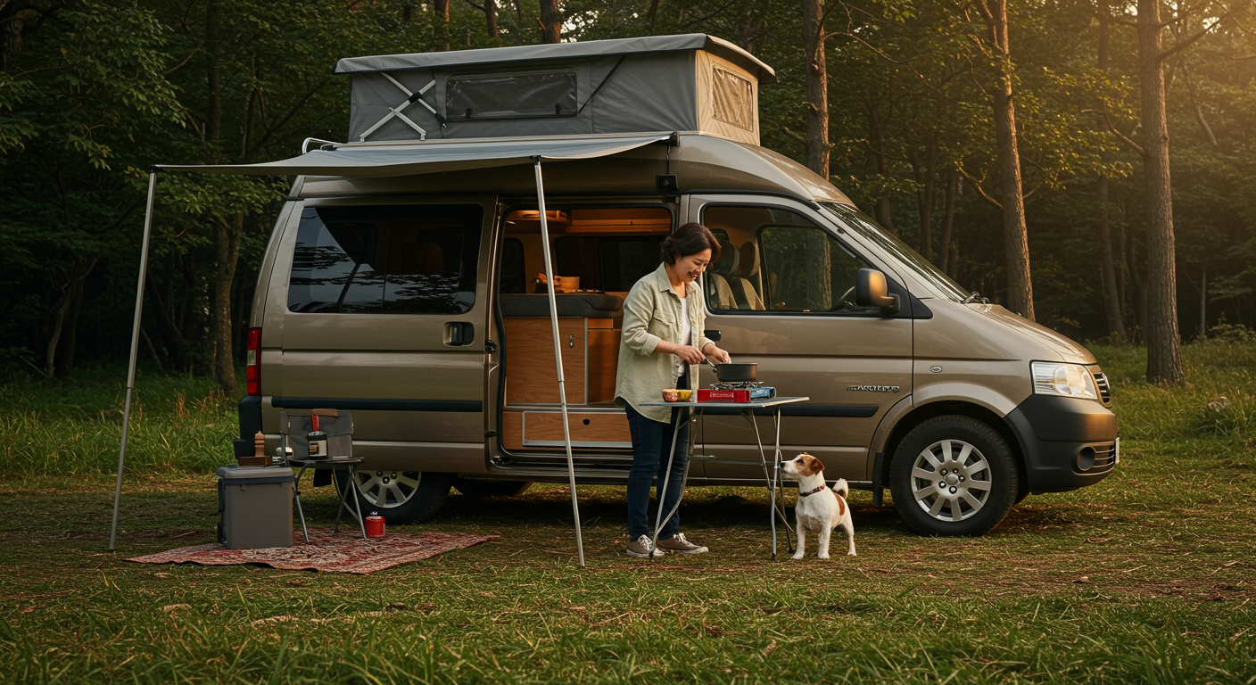 반려동물과 함께하는 캠핑 모습