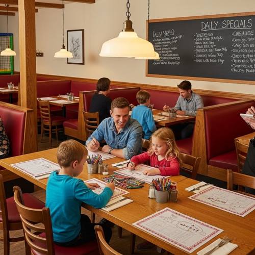 패밀리 레스토랑에서 식사하는 사진