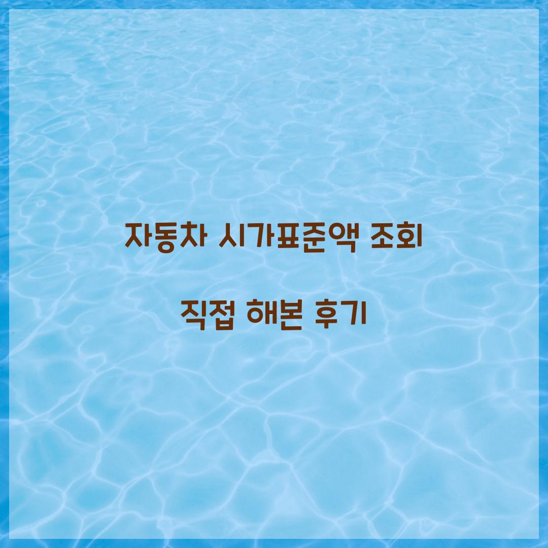 자동차 시가표준액 조회 직접 해본 후기