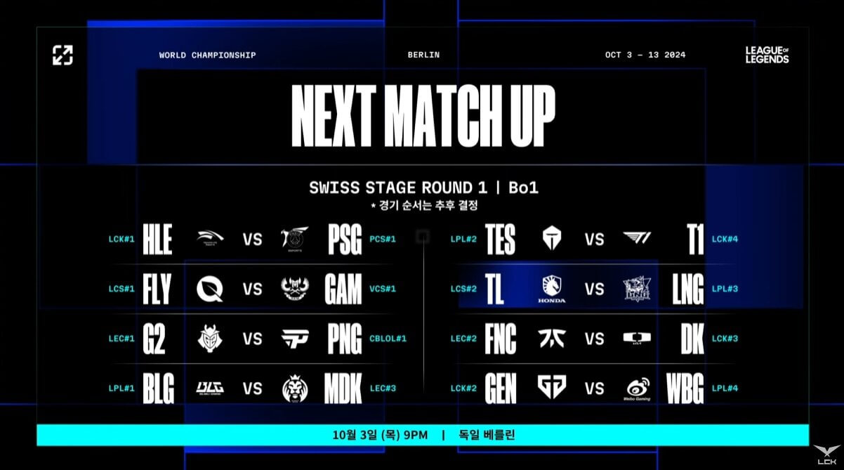 롤드컵 스위스 스테이지 T1 TES