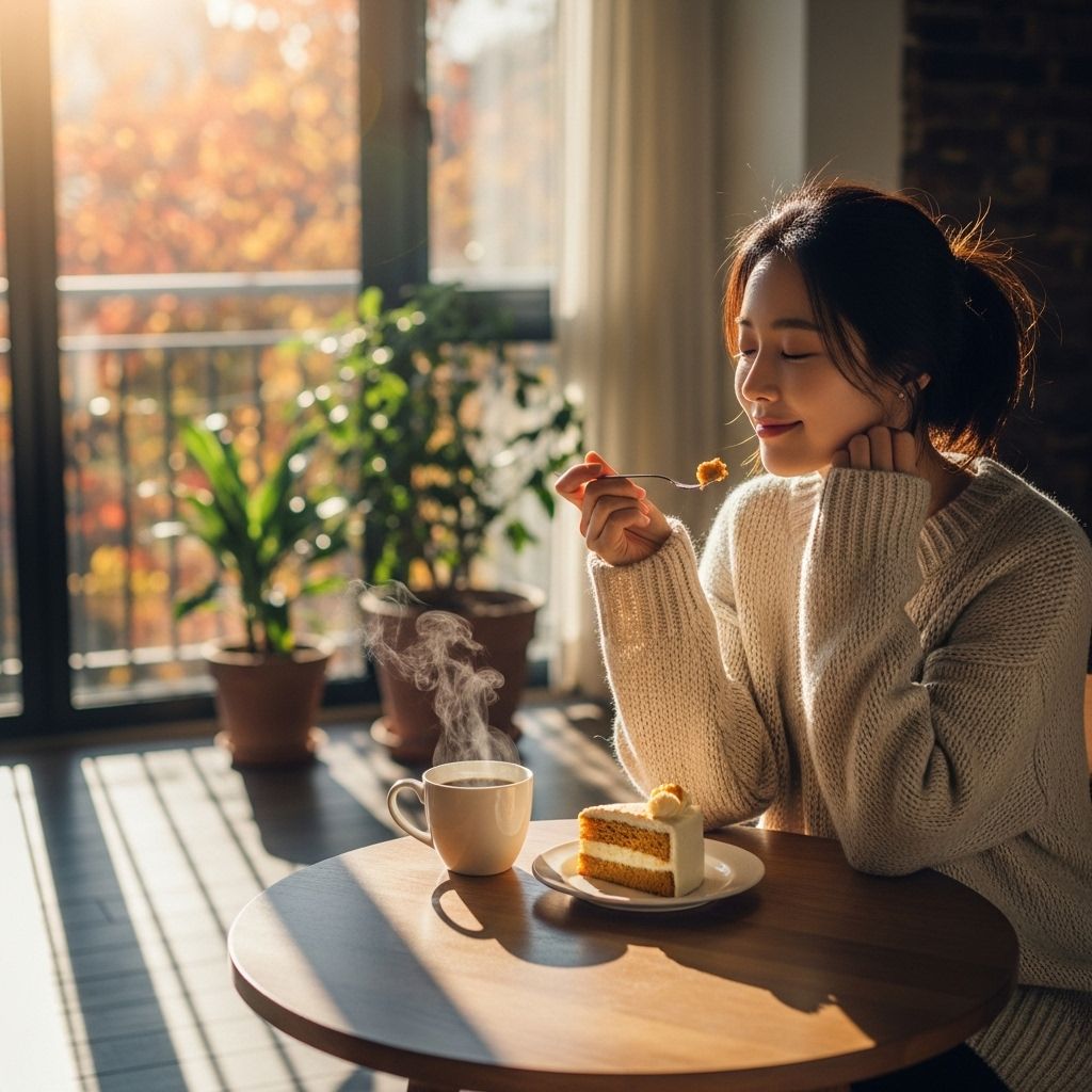 연말정산 소득공제 항목&amp;#44; 케이크와 차를 마시는 여성