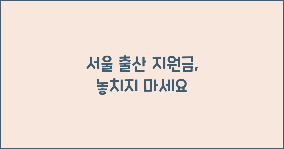 서울 출산 지원금