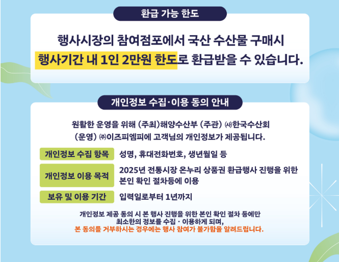수산물 할인행사 전통시장에서 2만원 환급받기