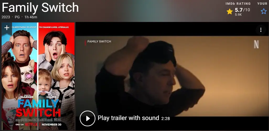 패밀리 스위치 줄거리, 평점, 후기