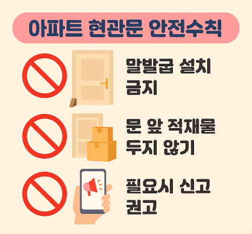 아파트 현관문 말발굽·적재물, 왜 불법일까?