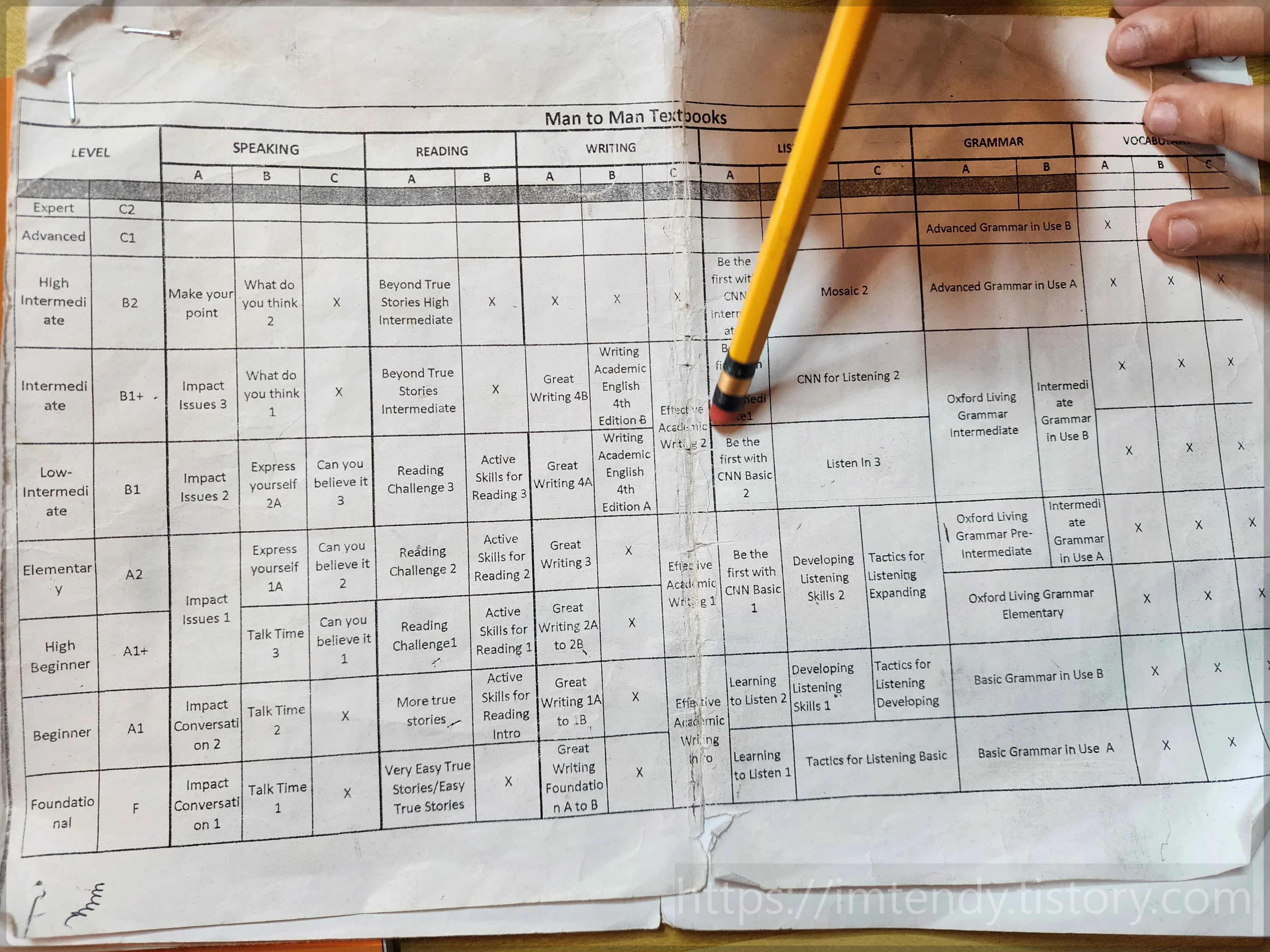 비세부어학원 레벨별 사용하는 어른책