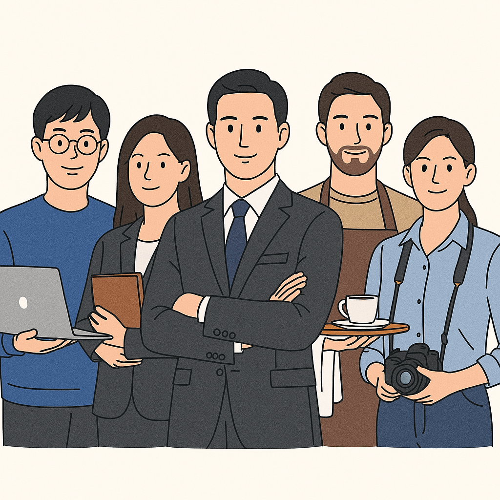 다양한 직업군의 사람들 5명