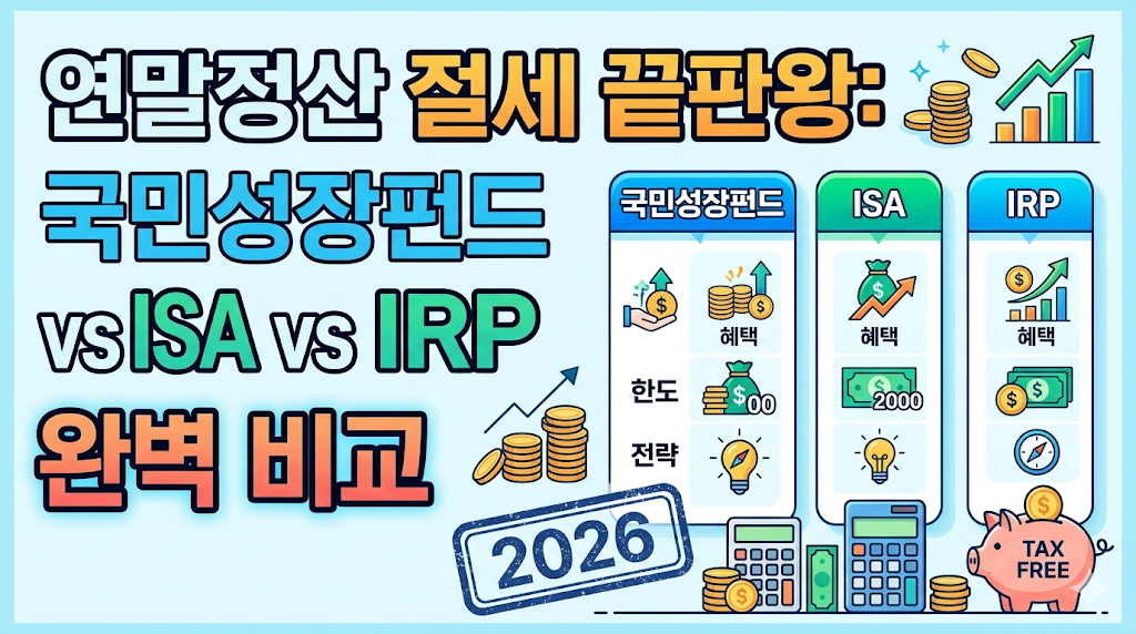 연말정산 절세 끝판왕: 국민성장펀드 vs ISA vs IRP 완벽 비교 (혜택/한도/전략) 2026
