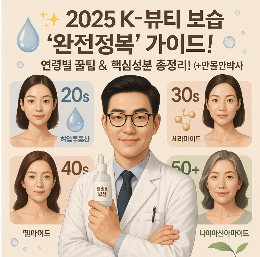 ✨ 2025 K-뷰티 보습 '완전정복' 가이드! 연령별 꿀팁 &amp; amp; 핵심성분 총정리! (+만물안박사 인생보습 플랜)