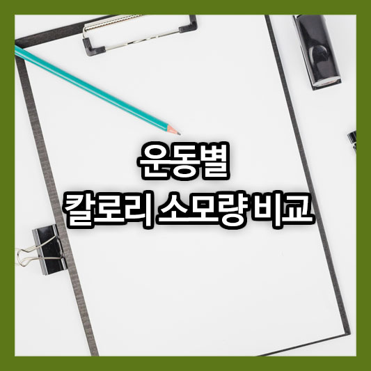 운동별 칼로리 소모량 비교