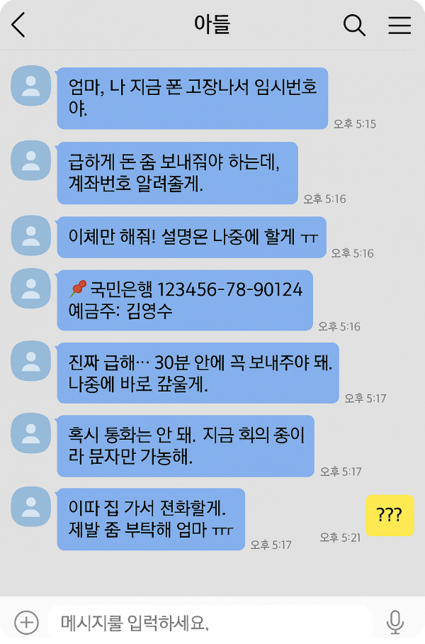 보이스피싱 카카오톡 범죄 사례 예시
