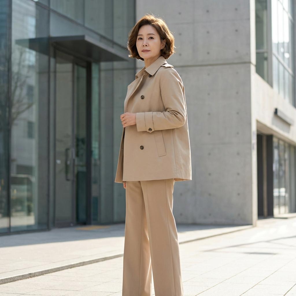 키 작은 50대를 위한 황금 비율 숏 트렌치코트 코디법