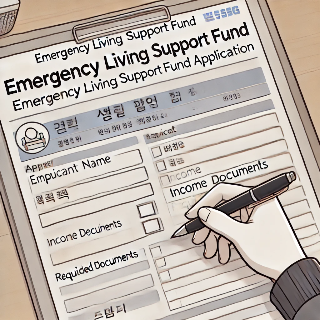 긴급생계지원 신청서 작성 모습