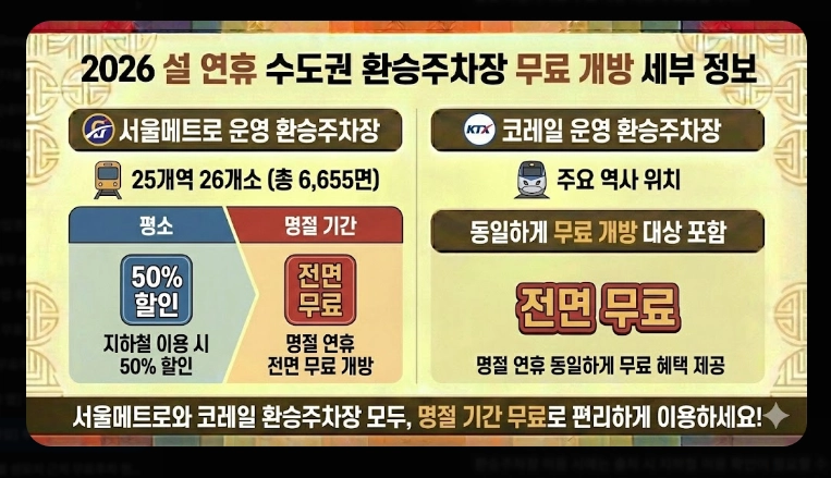 [귀성길] 주요 거점 무료주차장(2026년, 설 연휴, 서울시)(+ 환승주차장)