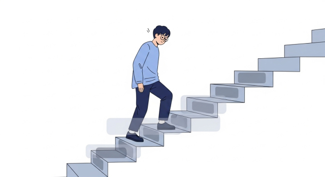 녹내장, 계단 내려갈 때 발 디딜 곳이 잘 안 보이는 상황