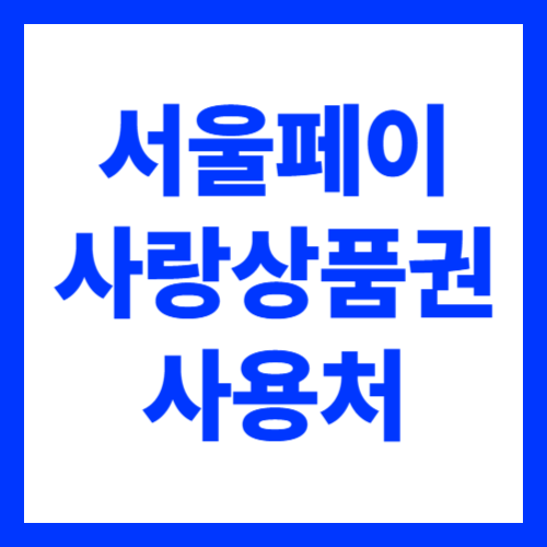 서울페이 상품권 사용처 알아보기