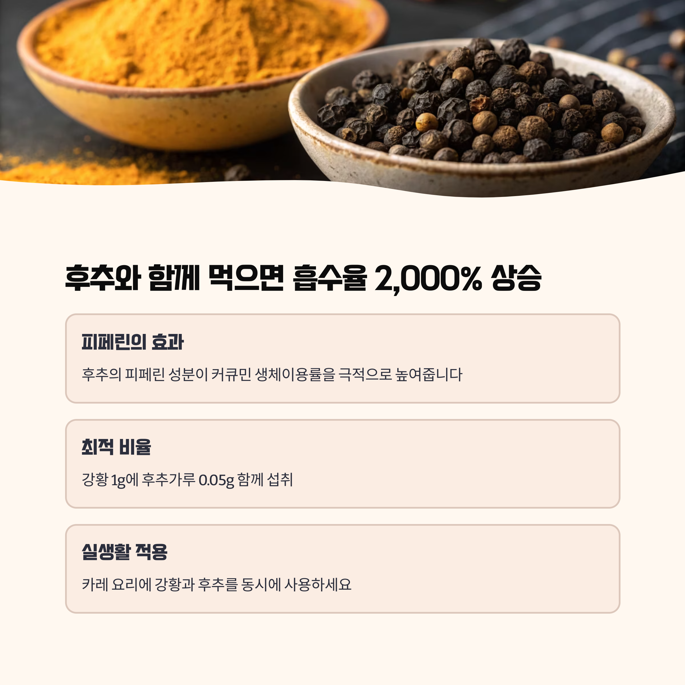 후추와 함께 섭취하면 흡수율 2,000% 상승
