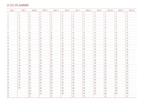 2023년 연간 계획표 핑크 컬러