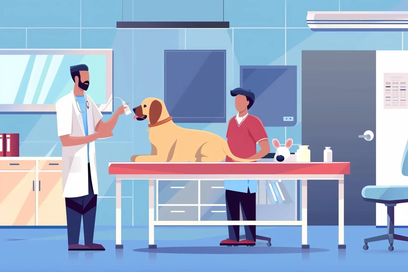 A_dog_being_gently_treated_by_a_veterinarian