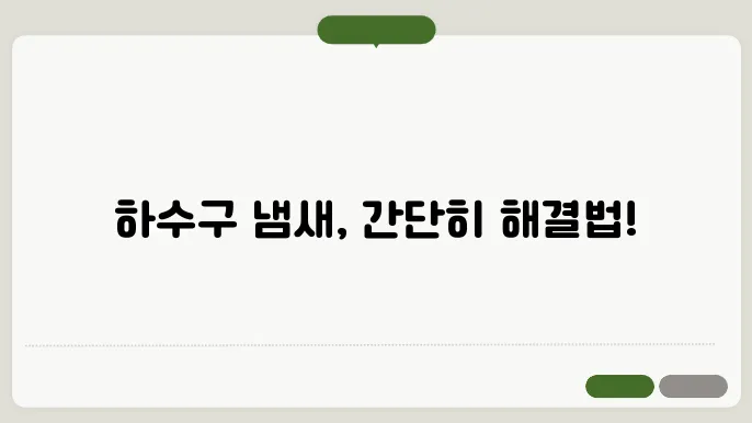 하수구 냄새 없애는 방법 간단한 해결법과 예방 팁