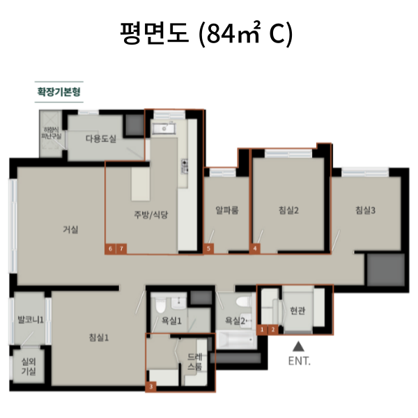 고척 푸르지오 힐스테이트 평면도 84C