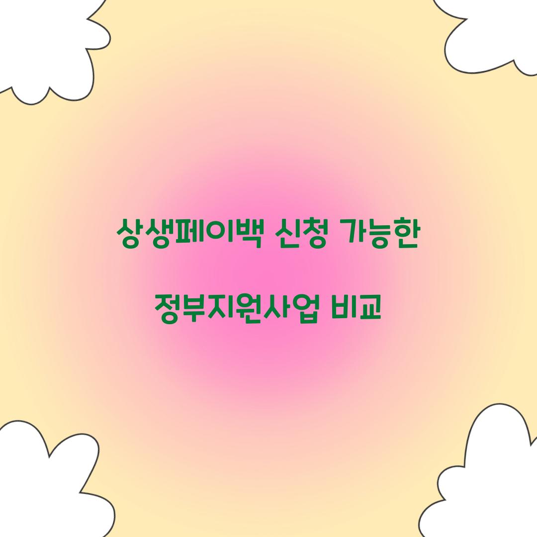 상생페이백 신청 가능한 정부지원사업 비교  