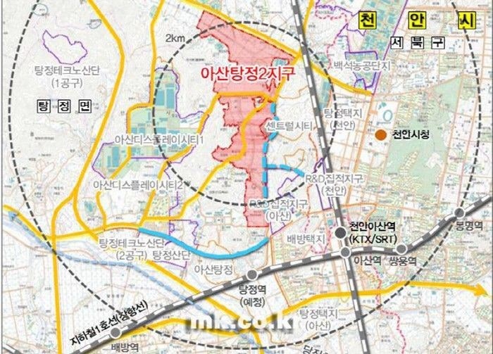 아산 탕정2지구 위치도 이미지