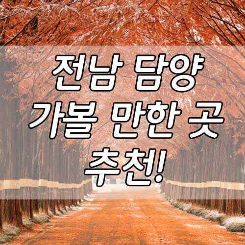 담양 가볼 만한 곳&#44; 가을여행 추천 담양 여행코스 추천 Best 9!
