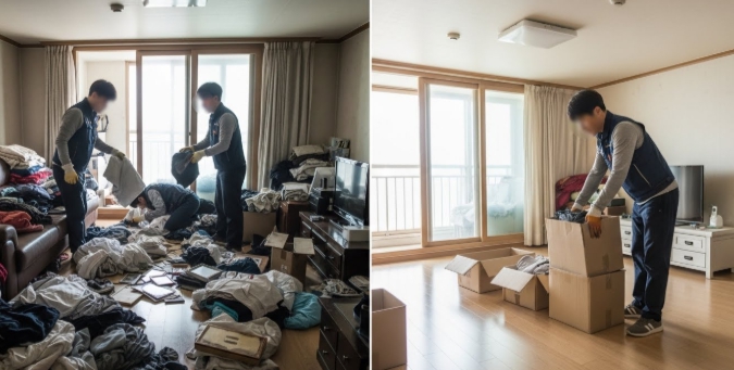 진천 고독사 청소 및 정리중