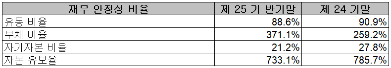 원익피앤이 - 재무 안정성 비율