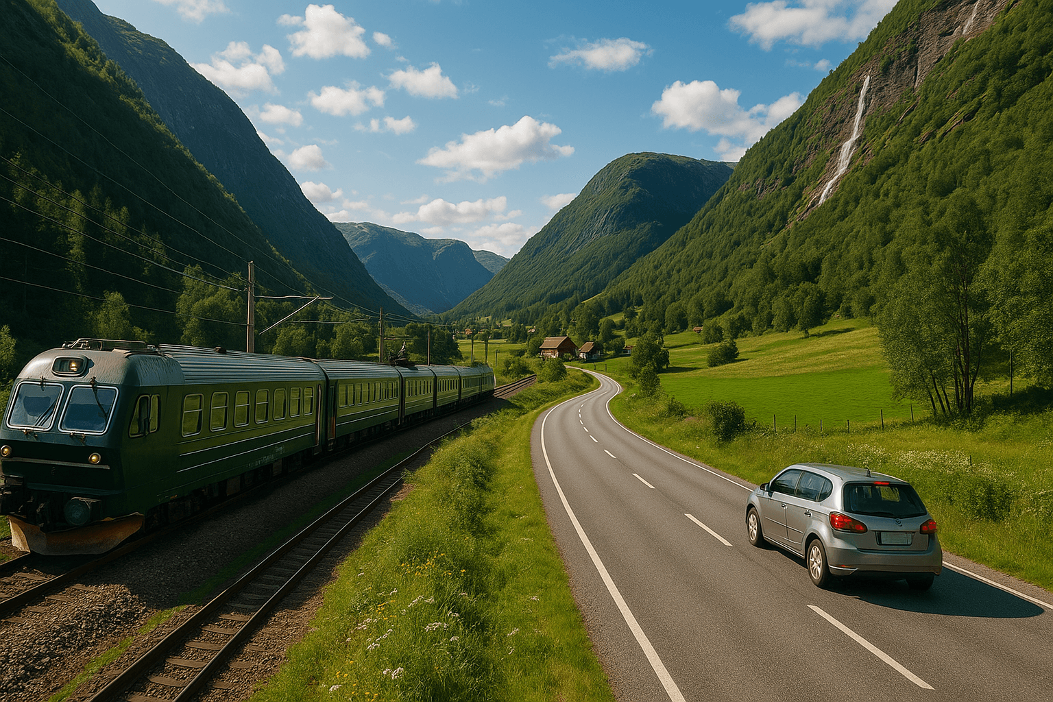 북유럽 기차와 렌트카로 여행하는 이미지