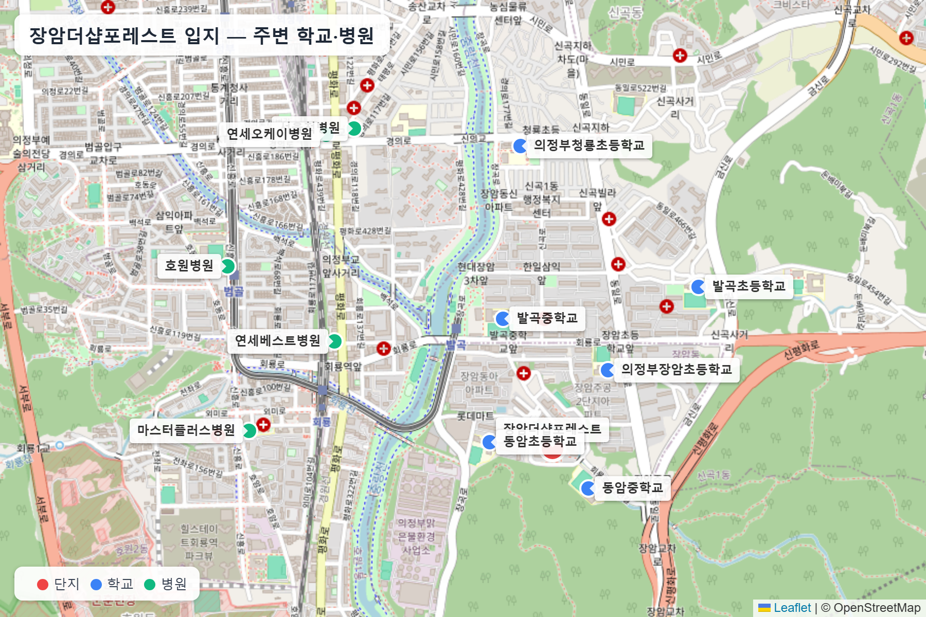 장암더샵포레스트 입지 지도