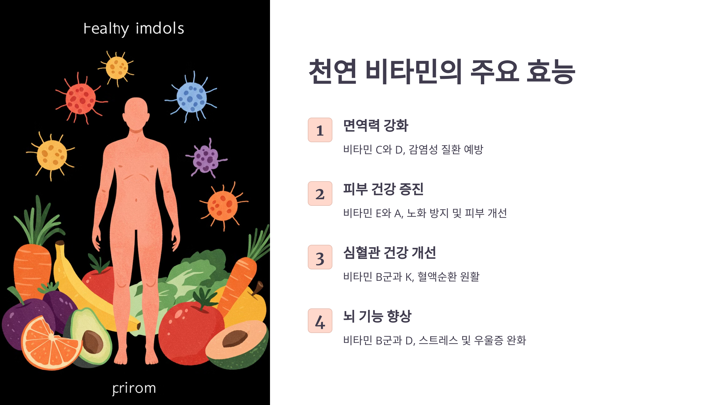 천연 비타민의 주요 효능 관련 이미지