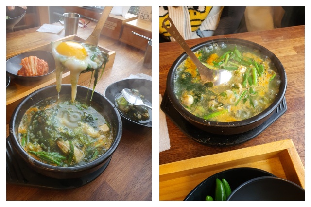 뚝배기에 담긴 매생이 굴국밥