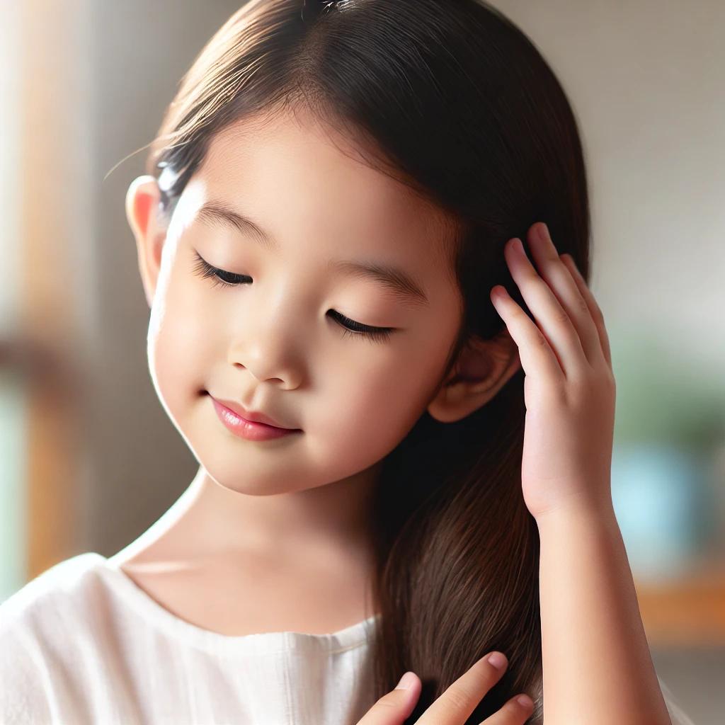 머릿결을 쓰다듬는 아이
