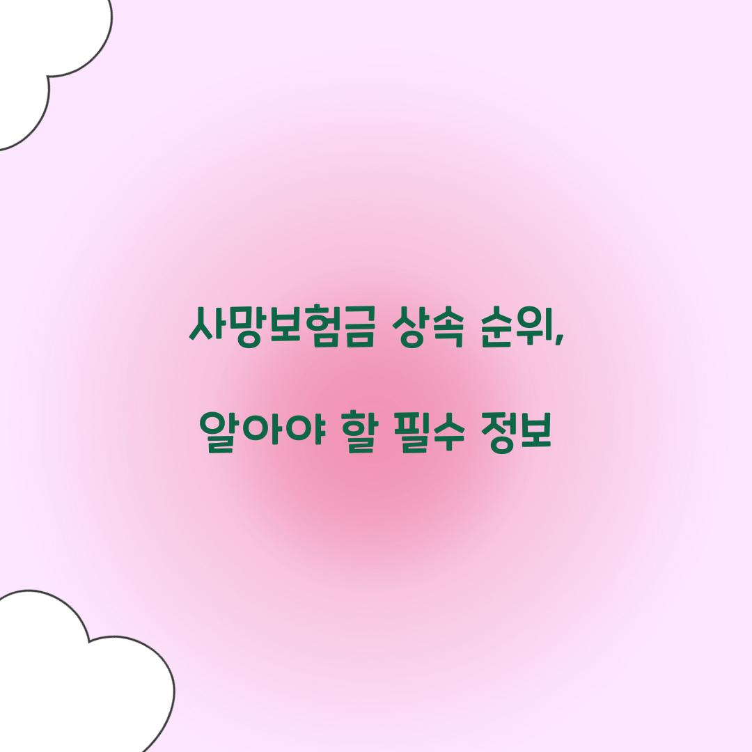 사망보험금 상속 순위